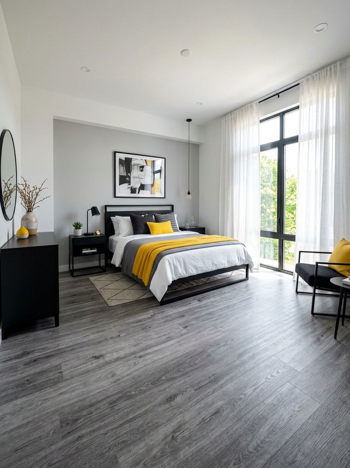 Gray Wood Look Vinyl - 30 bedroom vinyl flooring ideas