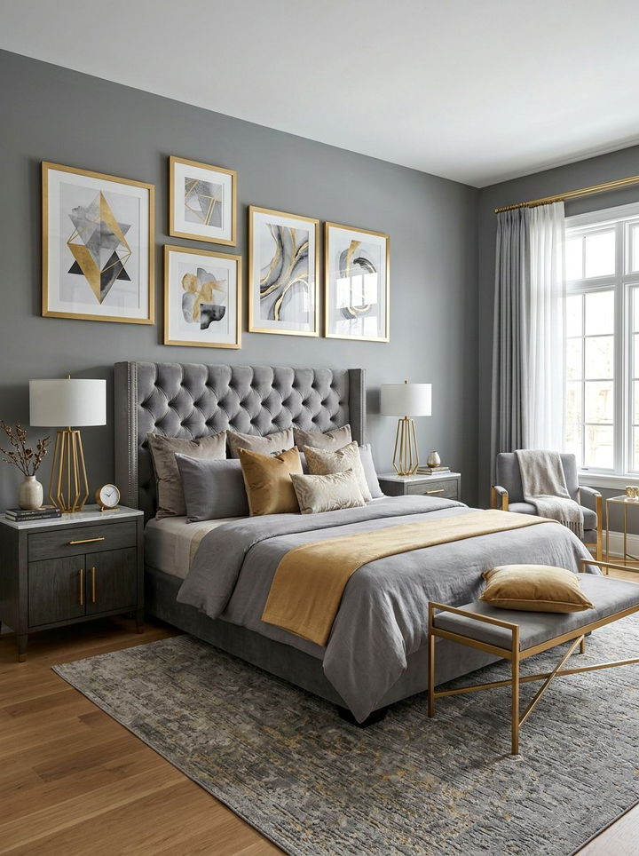 Gray and Gold Bedroom - 30 bedroom gray walls