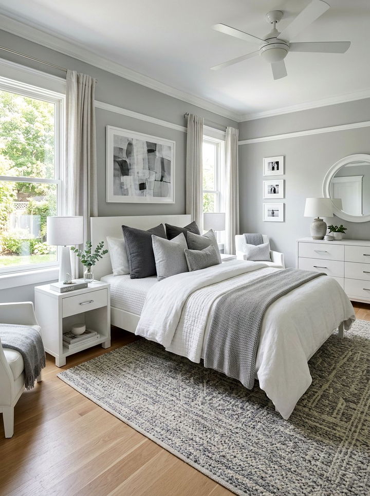 Gray and White Bedroom - 30 bedroom gray walls