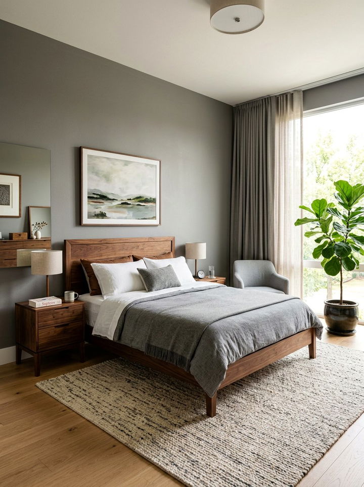 Gray and Wood Bedroom - 30 bedroom gray walls
