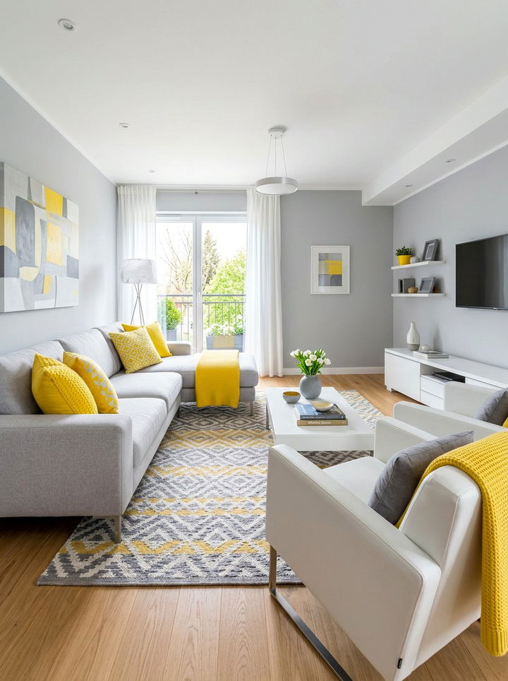 Gray and Yellow Accents - 30 gray bedroom decor ideas
