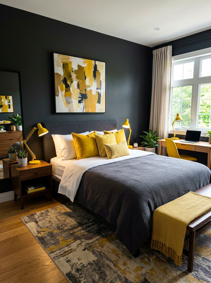 Gray and Yellow Bedroom - 30 bedroom gray walls