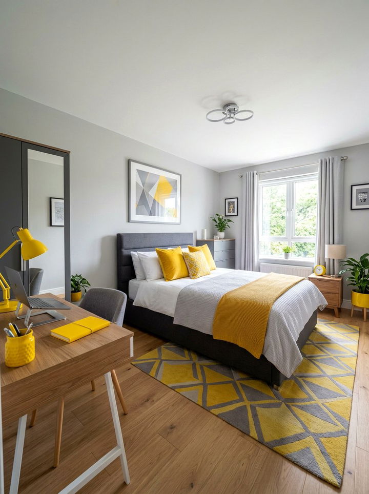 Gray and Yellow Color Scheme - 30 teenage boy bedroom ideas