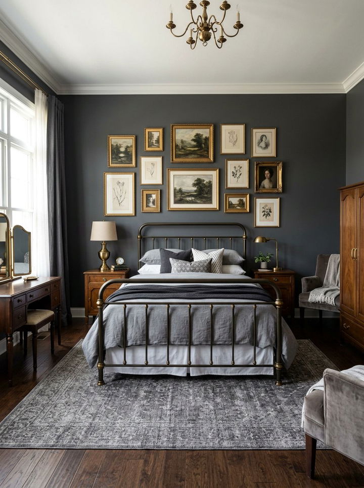 Gray and brass traditional bedroom - 30 traditional gray bedroom ideas