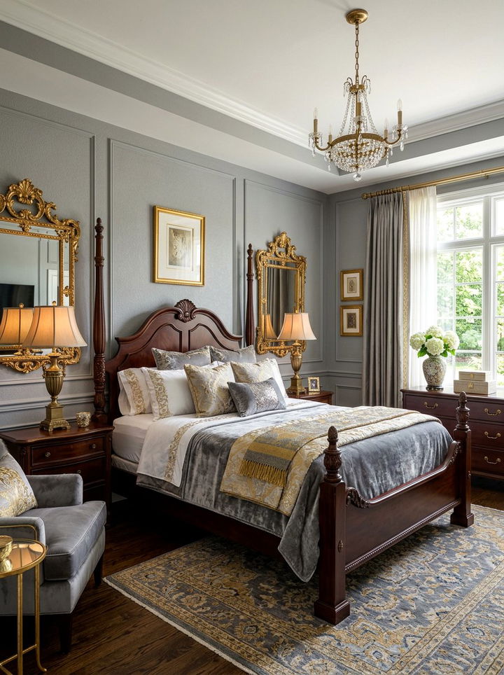 Gray and gold traditional bedroom - 30 traditional gray bedroom ideas