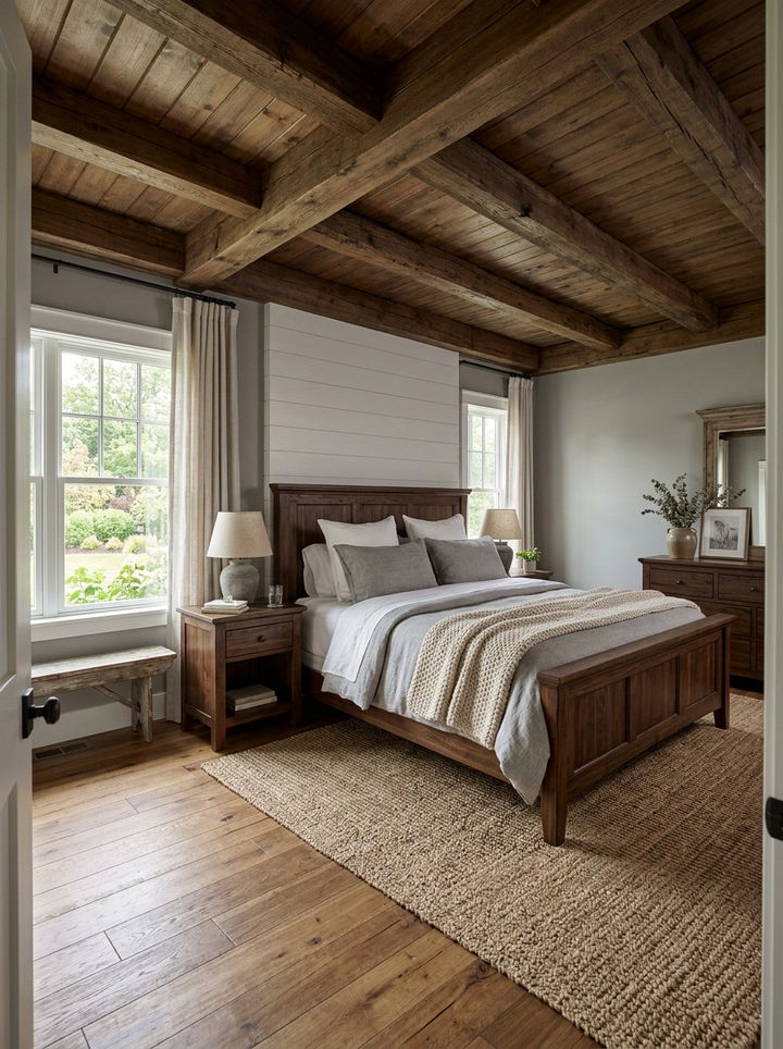 Gray and wood farmhouse bedroom - 30 farmhouse gray bedroom ideas
