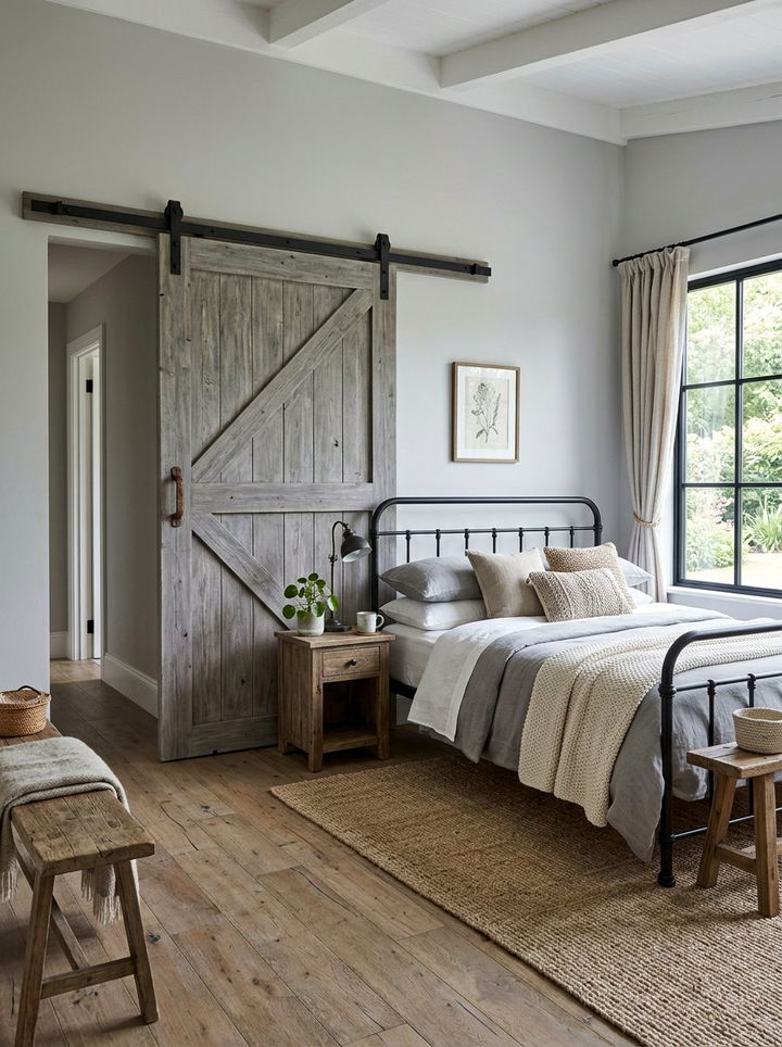 Gray barn door bedroom - 30 farmhouse gray bedroom ideas