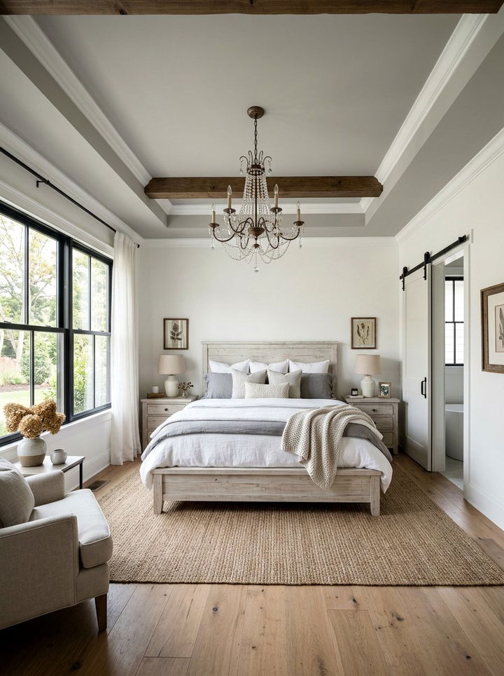 Gray ceiling farmhouse bedroom - 30 farmhouse gray bedroom ideas