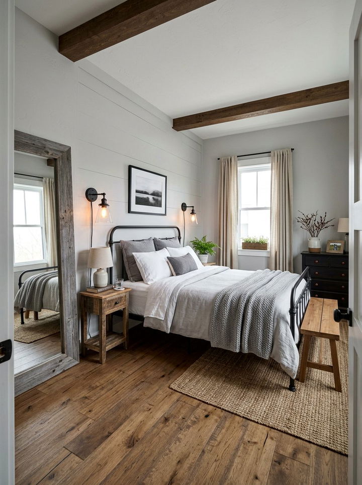 Gray farmhouse small bedroom - 30 farmhouse gray bedroom ideas