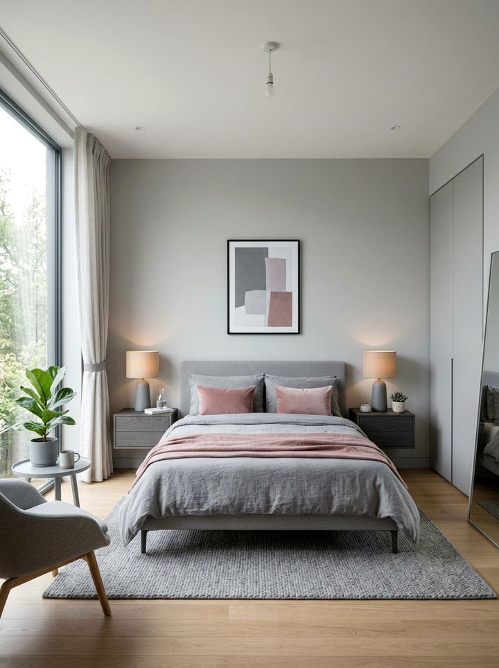 Gray minimalist bedroom decor - 30 dusty rose and gray bedroom ideas