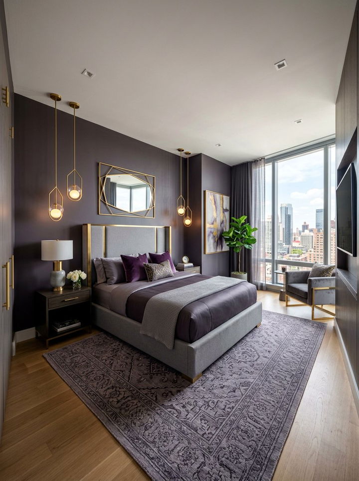 Gray purple gold bedroom - 30 purple and gold bedroom color combo