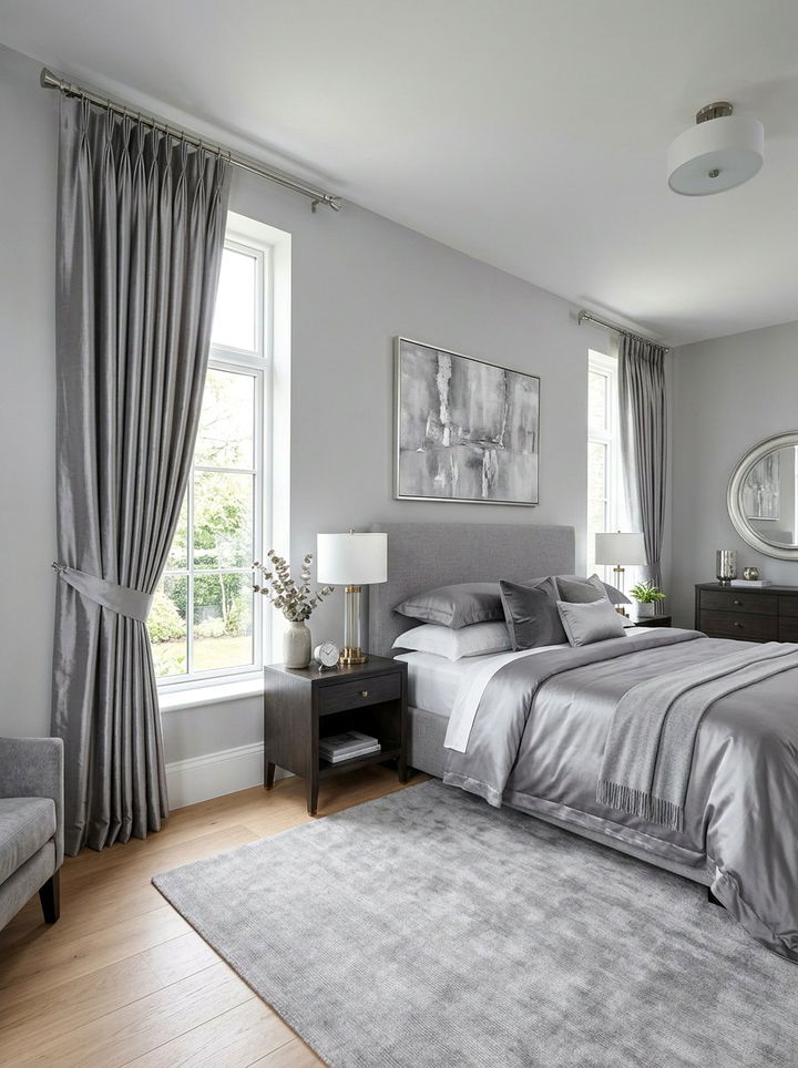 Gray silk curtain bedroom - 30 traditional gray bedroom ideas