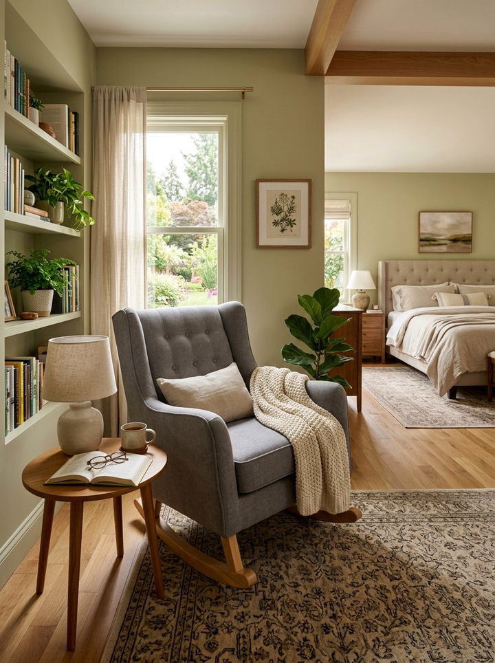 Gray upholstered rocking chair - 30 bedroom gray furniture ideas