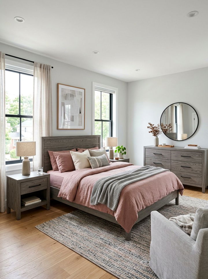 Gray wood furniture - 30 dusty rose and gray bedroom ideas