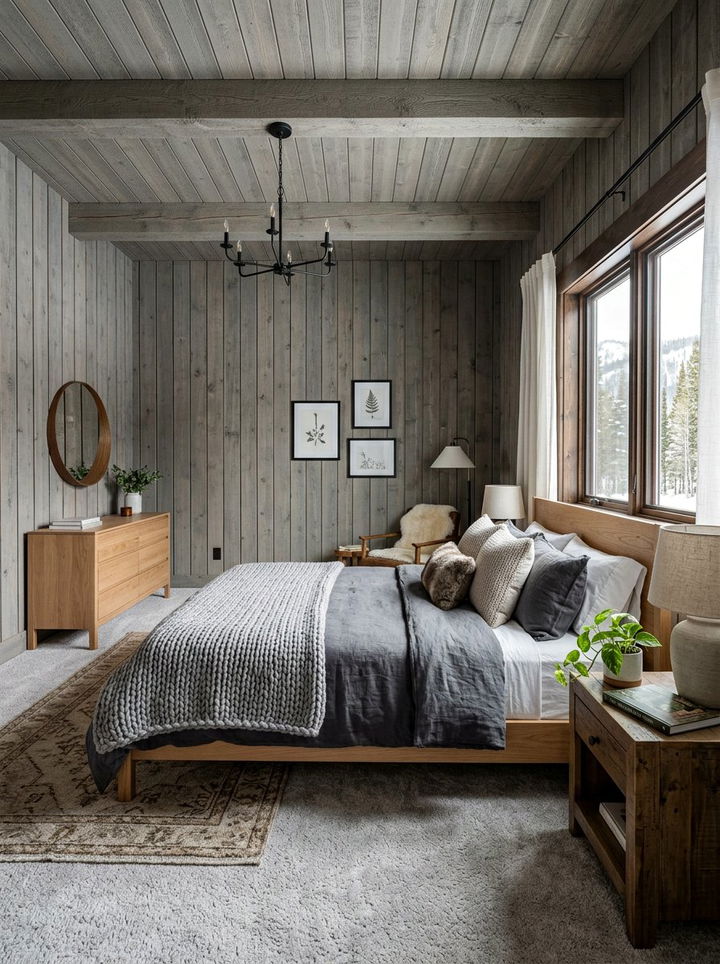 Gray wood plank bedroom - 30 farmhouse gray bedroom ideas