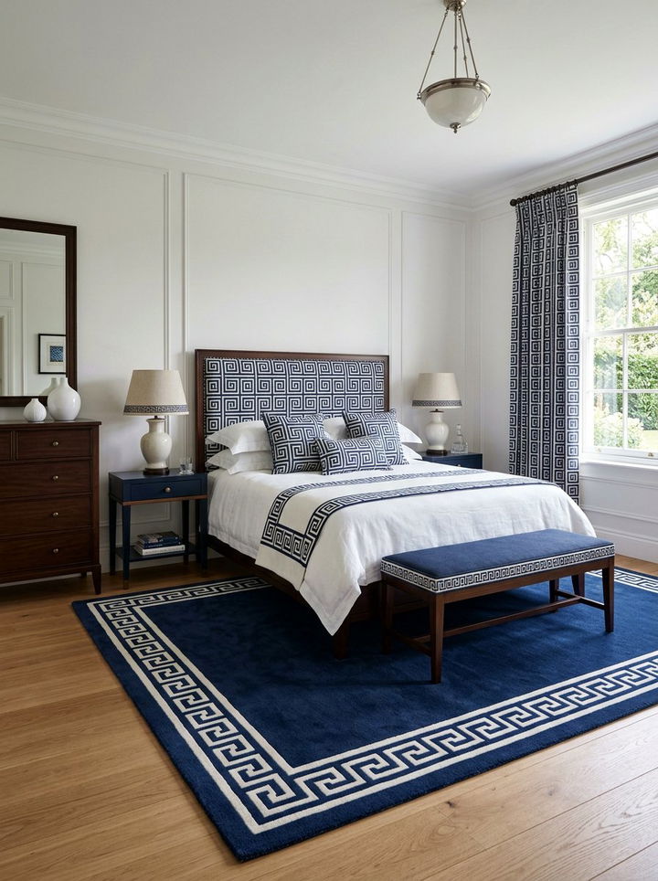 Greek key pattern textile bedroom - 30 Greek bedroom ideas