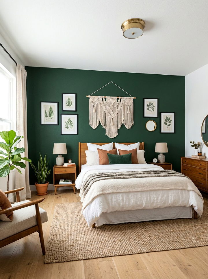 Green Accent Wall Bedroom - 30 bohemian green bedroom ideas