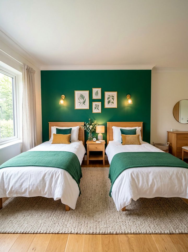Green Accent Wall Guest Bedroom - 30 emerald green accent wall bedroom