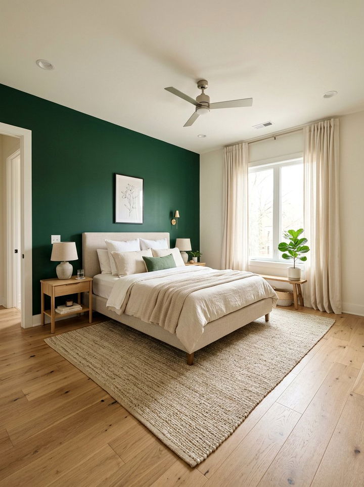 Green Accent Wall Neutral Bedroom - 30 emerald green accent wall bedroom