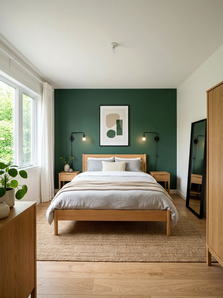 Green Accent Wall Scandinavian Bedroom - 30 scandinavian green bedroom ideas