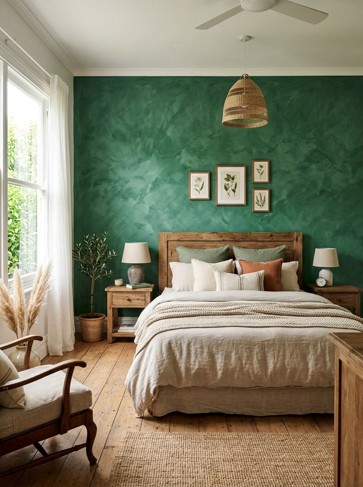 Green Accent Wall Textured Paint - 30 emerald green accent wall bedroom