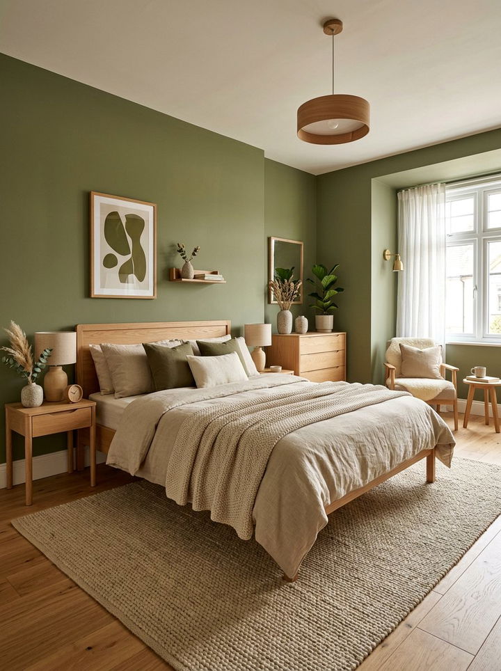 Green And Beige Scandinavian Bedroom - 30 scandinavian green bedroom ideas