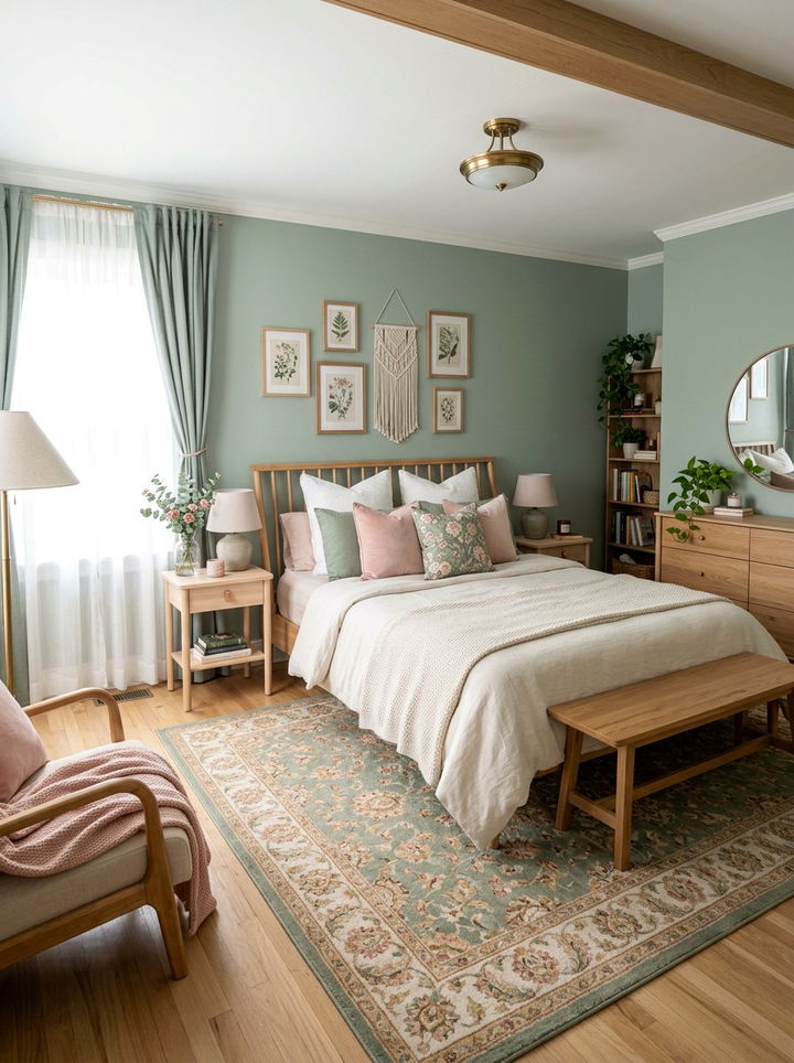 Green And Pink Bedroom - 30 bohemian green bedroom ideas