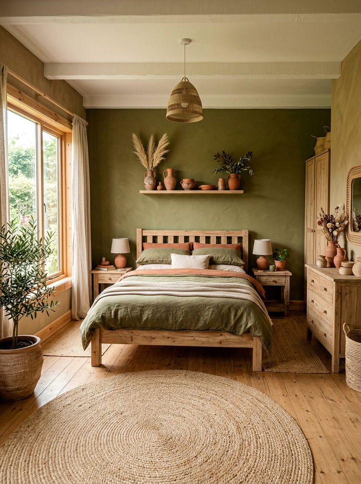 Green And Terracotta Bedroom - 30 bohemian green bedroom ideas