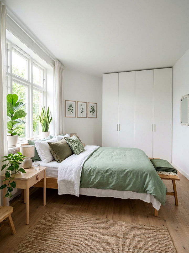 Green And White Scandinavian Bedroom - 30 scandinavian green bedroom ideas