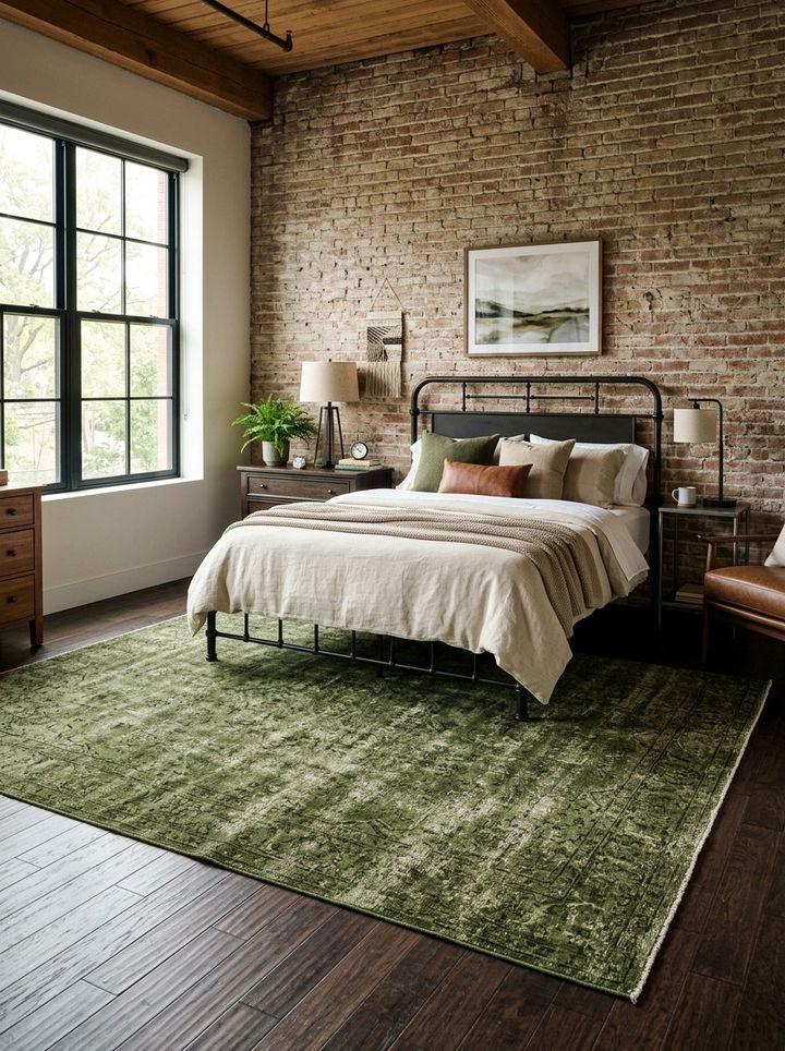 Green Area Rug Industrial - 30 industrial green bedroom ideas