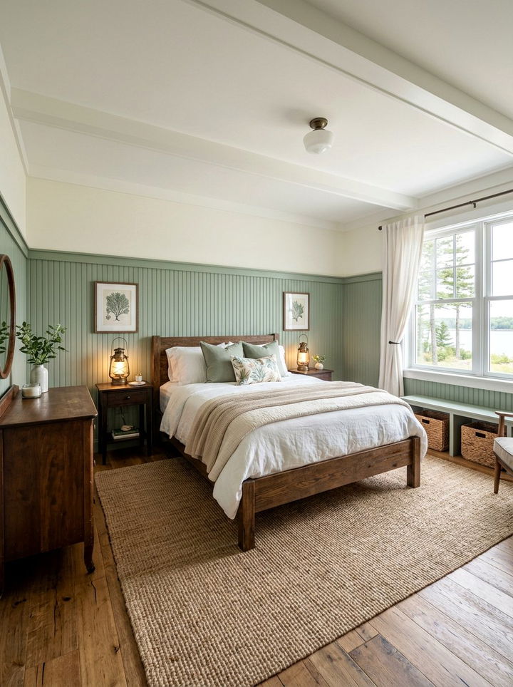 Green Beadboard Bedroom - 30 coastal green bedroom ideas