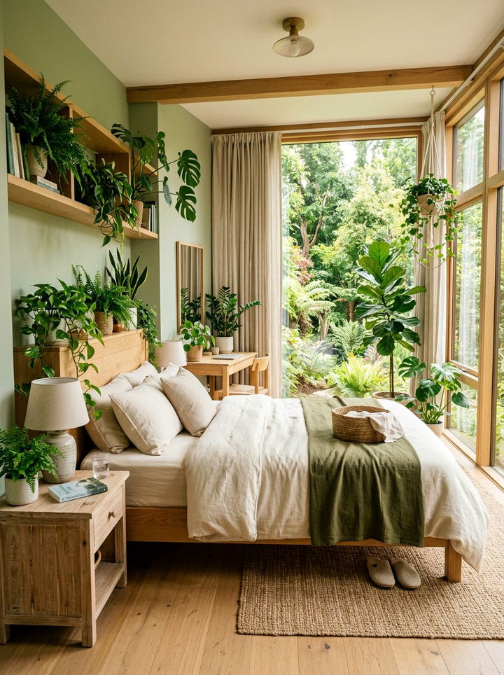 Green Biophilic Hotel Room - 30 hotel bedroom ideas