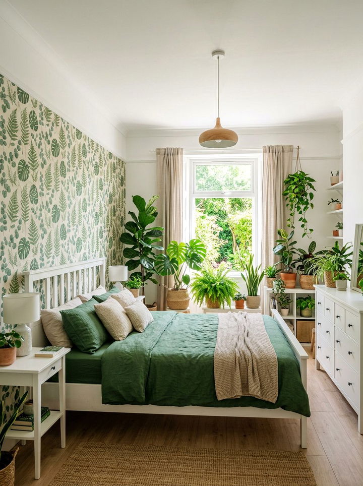 Green Botanical Scandinavian Bedroom - 30 scandinavian green bedroom ideas