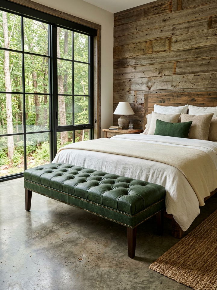 Green Leather Bench Industrial - 30 industrial green bedroom ideas