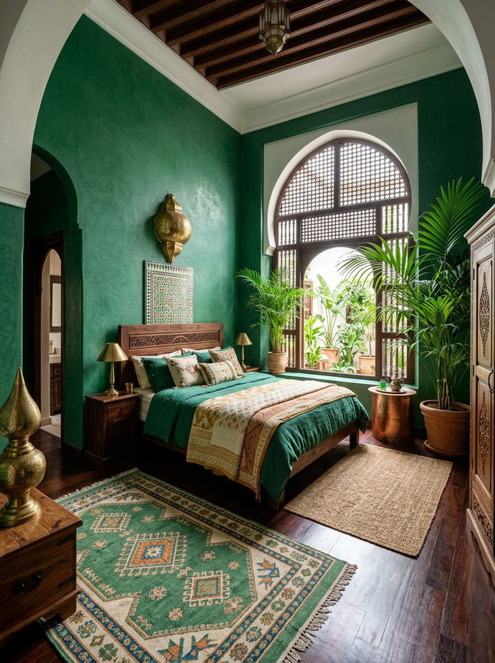 Green Moroccan bedroom - 30 Moroccan bedroom ideas