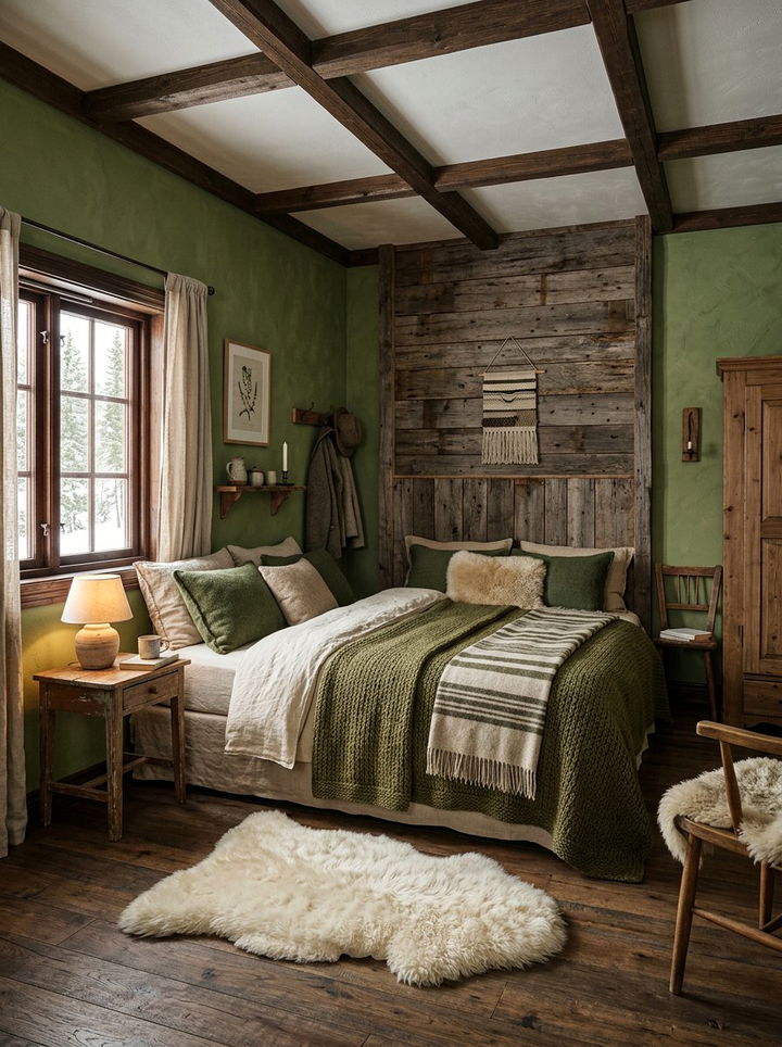 Green Rustic Scandinavian Bedroom - 30 scandinavian green bedroom ideas