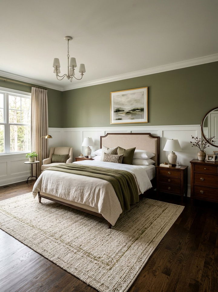 Green Transitional Bedroom - 30 green bedroom ideas
