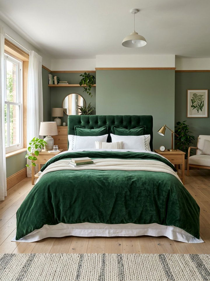 Green Velvet Bedroom - 30 bohemian green bedroom ideas