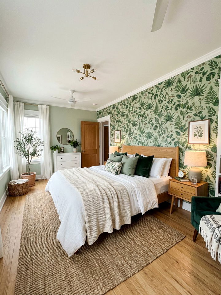 Green Wallpaper Bedroom - 30 bohemian green bedroom ideas