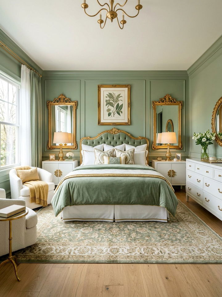 Green and gold bedroom - 30 contemporary green bedroom ideas