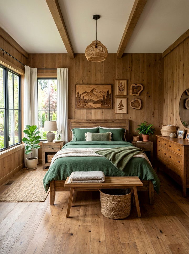 Green and wood bedroom - 30 contemporary green bedroom ideas