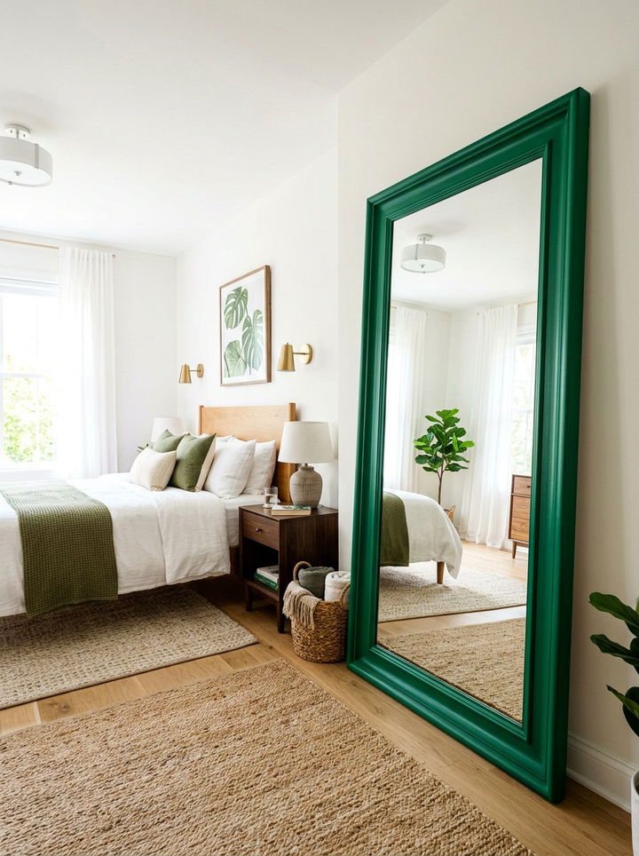 Green framed mirror - 30 emerald green bedroom ideas