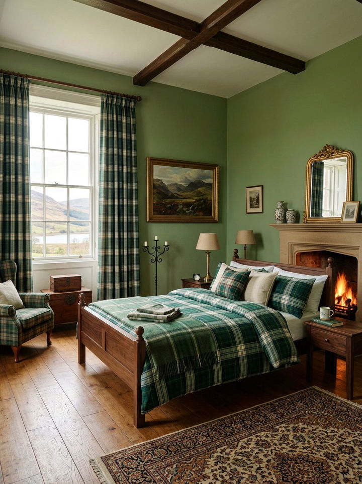 Green plaid bedroom - 30 traditional green bedroom ideas