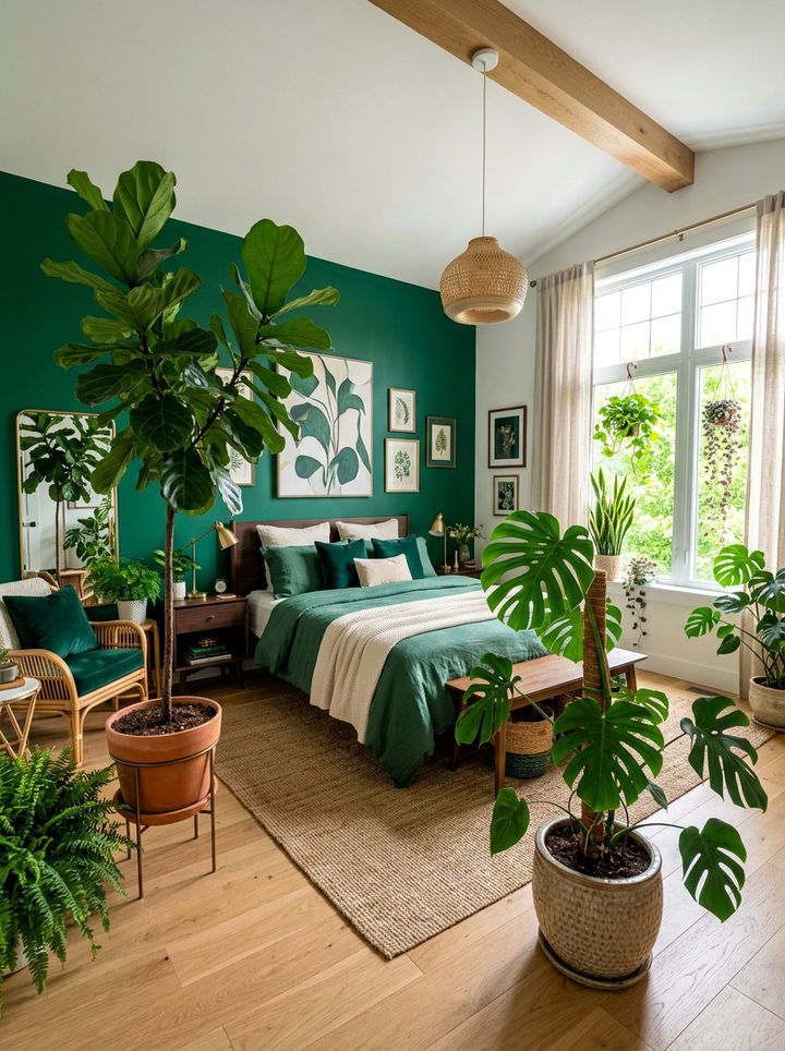 Greenery in emerald bedroom - 30 emerald green bedroom ideas