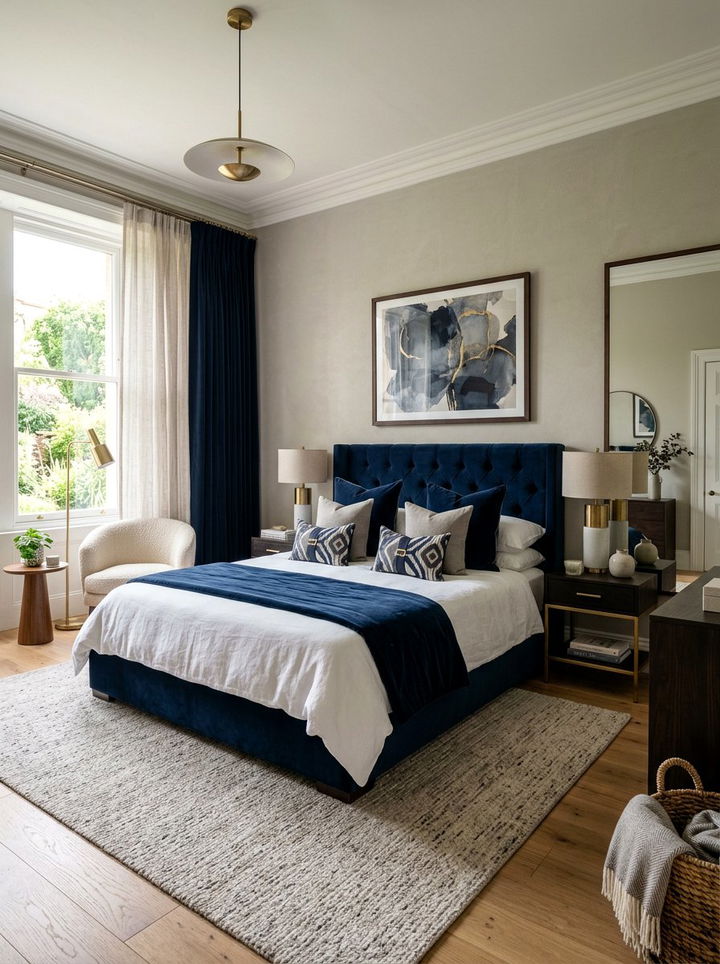 Greige And Navy Blue Bedroom - 30 greige bedroom ideas