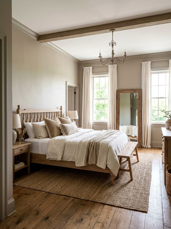 Greige Farmhouse Bedroom - 30 farmhouse bedroom color ideas