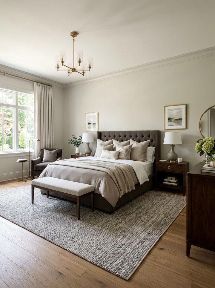 Greige Transitional Bedroom - 30 monochromatic bedroom ideas