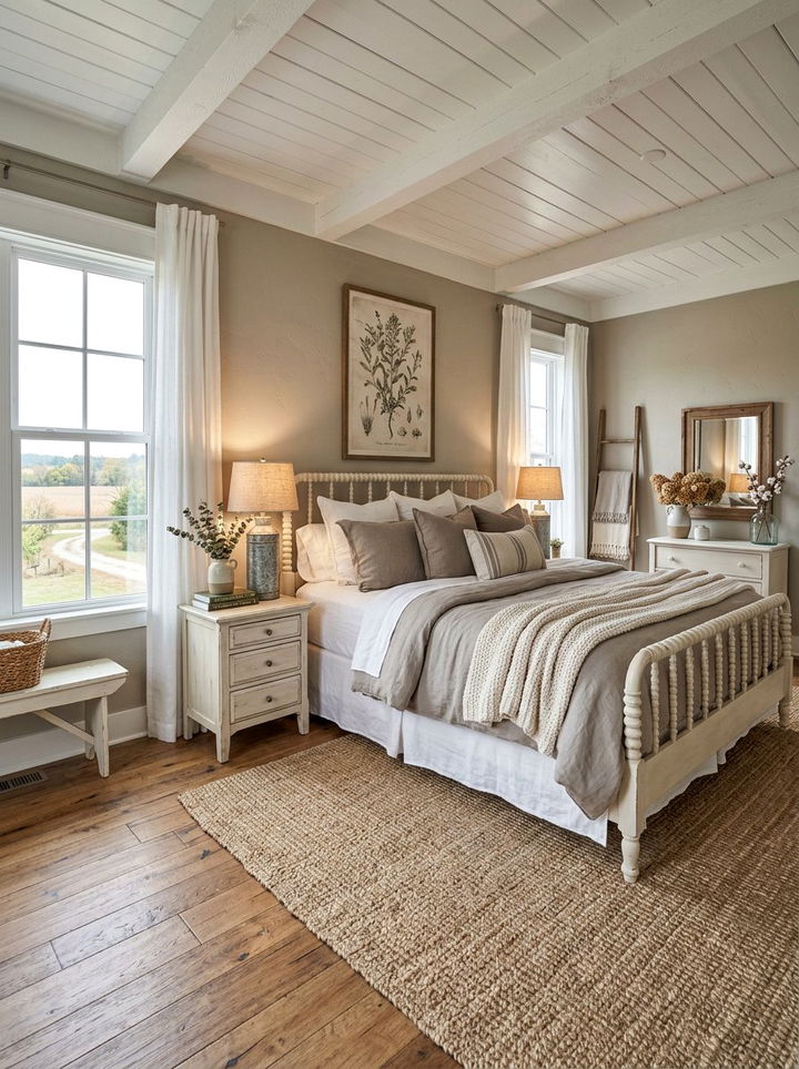 Greige farmhouse bedroom - 30 farmhouse gray bedroom ideas