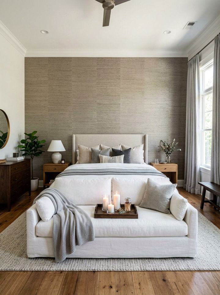 Greige grasscloth wallpaper - 30 bedroom grasscloth wallpapers