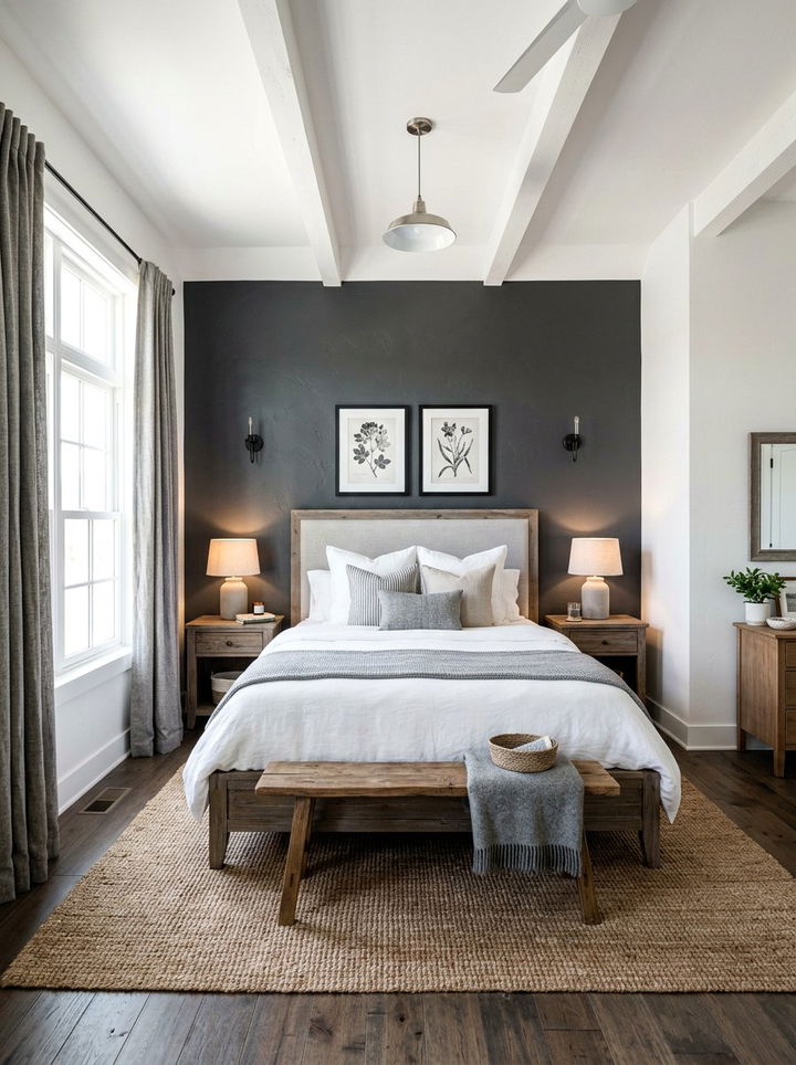 Grey Accent Wall Farmhouse Bedroom - 30 farmhouse grey bedroom ideas